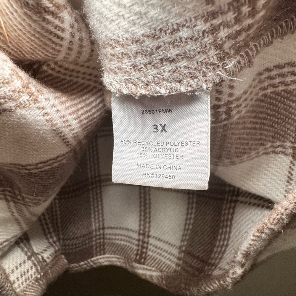 Ecothreads Plaid Snap Front Shacket Jacket 3x Neu… - image 6